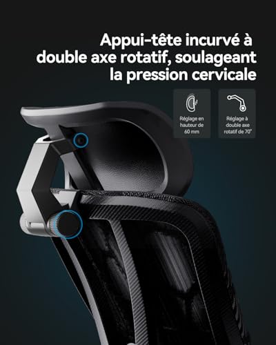 Chaise de Bureau Ergonomique AutoFull G5 avec Repose-Pieds et Support Lombaire 6D