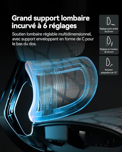 Chaise de Bureau Ergonomique AutoFull G5 avec Repose-Pieds et Support Lombaire 6D