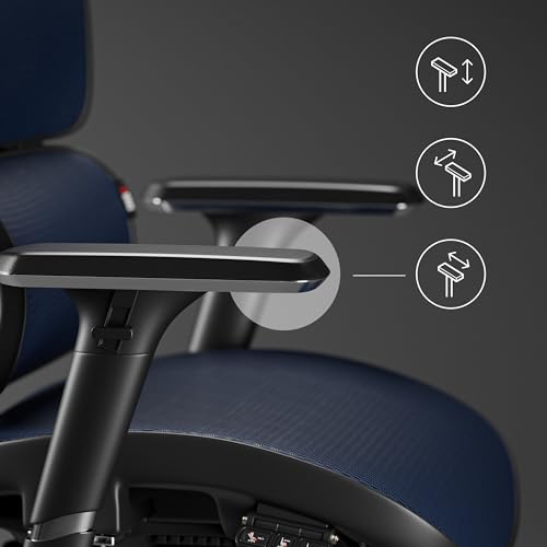 Chaise de Bureau Ergonomique Diablo V-Commander Noir-Bleu avec Accoudoirs 3D
