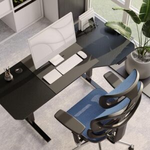 Chaise de Bureau Ergonomique Diablo V-Commander Noir-Bleu avec Accoudoirs 3D