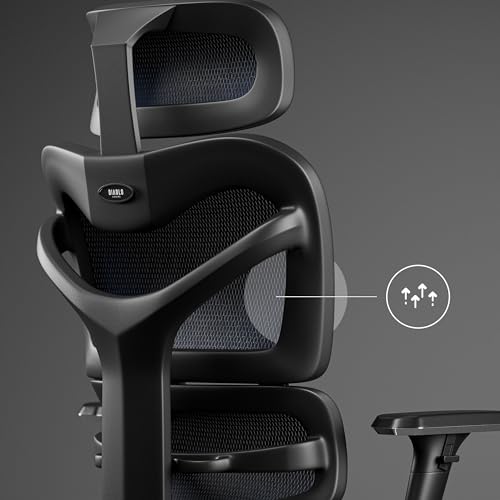 Chaise de Bureau Ergonomique Diablo V-Commander Noir-Bleu avec Accoudoirs 3D