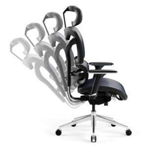 Chaise de Bureau Ergonomique Diablo V-Commander Noir-Bleu avec Accoudoirs 3D