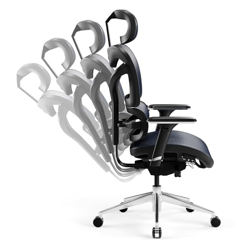 Chaise de Bureau Ergonomique Diablo V-Commander Noir-Bleu avec Accoudoirs 3D