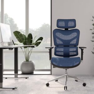 Chaise de Bureau Ergonomique Diablo V-Commander Noir-Bleu avec Accoudoirs 3D