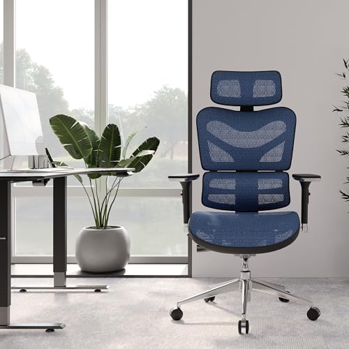 Chaise de Bureau Ergonomique Diablo V-Commander Noir-Bleu avec Accoudoirs 3D