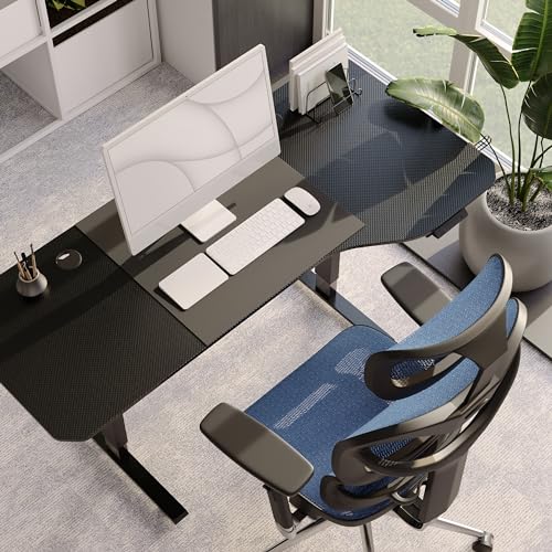 Chaise de Bureau Ergonomique Diablo V-Commander Noir-Bleu avec Accoudoirs 3D
