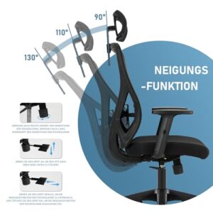 Chaise de Bureau Ergonomique Durrafy avec Appuie-Tête et Accoudoirs Réglables