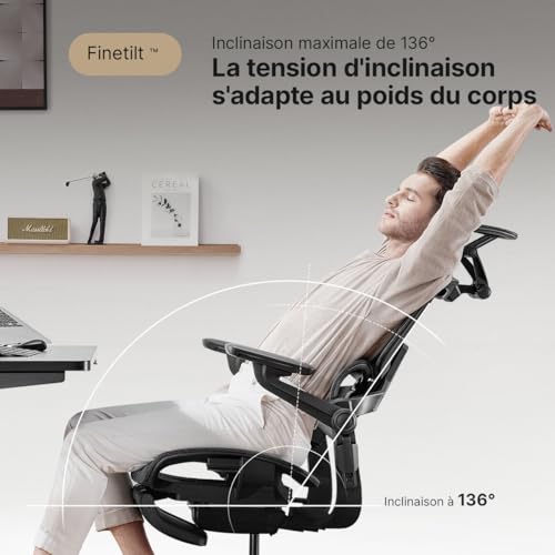 Chaise de Bureau Ergonomique HINOMI H1 Pro V2 avec Repose Pied et Accoudoirs 5D