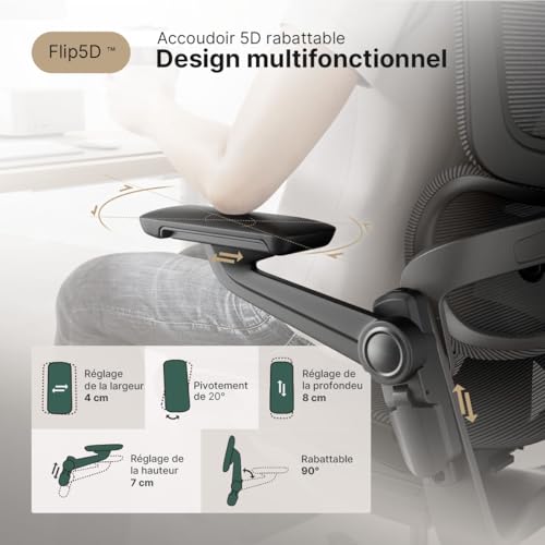 Chaise de Bureau Ergonomique HINOMI H1 Pro V2 avec Repose Pied et Accoudoirs 5D
