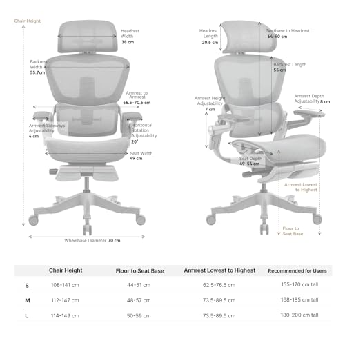 Chaise de Bureau Ergonomique HINOMI H1 Pro V2 avec Repose Pied et Accoudoirs 5D