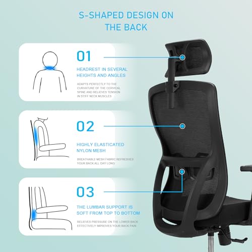 Chaise de Bureau Ergonomique Maille Respirante – Fauteuil Confortable Réglable 150KG