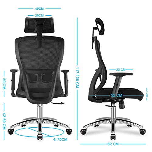Chaise de Bureau Ergonomique Maille Respirante – Fauteuil Confortable Réglable 150KG