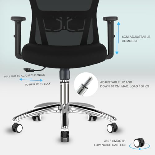Chaise de Bureau Ergonomique Maille Respirante – Fauteuil Confortable Réglable 150KG