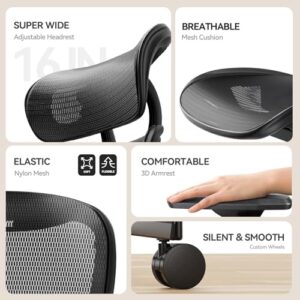 Chaise de Bureau Ergonomique NOBLEWELL avec Support Lombaire et Accoudoirs 3D