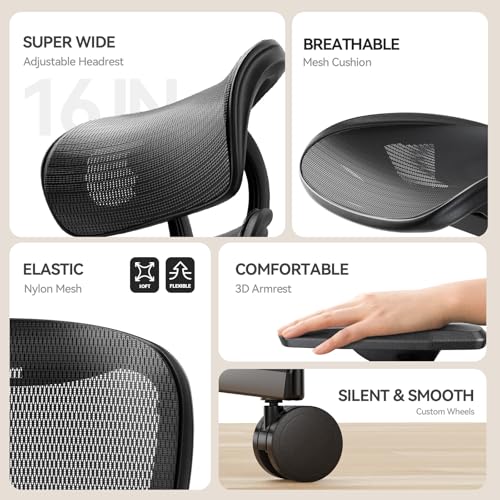 Chaise de Bureau Ergonomique NOBLEWELL avec Support Lombaire et Accoudoirs 3D