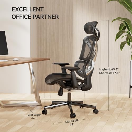 Chaise de Bureau Ergonomique NOBLEWELL avec Support Lombaire et Accoudoirs 3D