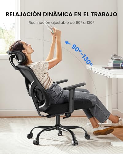 Chaise de Bureau Ergonomique NOBLEWELL avec Support Lombaire et Inclinaison à 130°