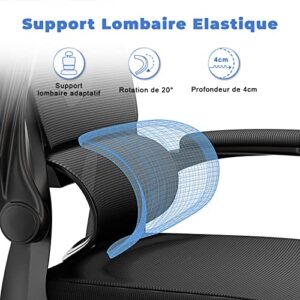 Chaise de Bureau Ergonomique Noir avec Support Lombaire et Dossier Réglable
