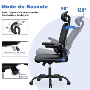 Chaise de Bureau Ergonomique Noir avec Support Lombaire et Dossier Réglable