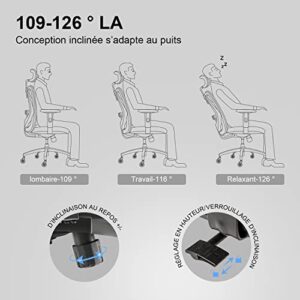 Chaise de Bureau Ergonomique SIHOO en Maille, Soutien Lombaire, Noir 150 KG