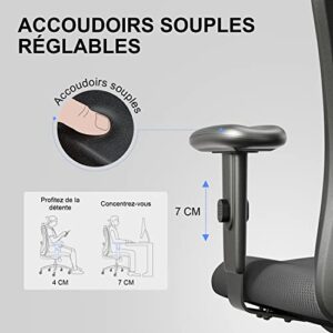 Chaise de Bureau Ergonomique SIHOO en Maille, Soutien Lombaire, Noir 150 KG