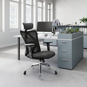 Chaise de Bureau Ergonomique SIHOO en Maille, Soutien Lombaire, Noir 150 KG