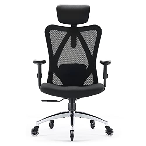 Chaise de Bureau Ergonomique SIHOO en Maille, Soutien Lombaire, Noir 150 KG