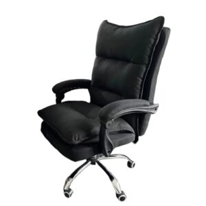 Chaise de Bureau Ergonomique XOVP-023 en Cuir Noir avec Repose-Pieds