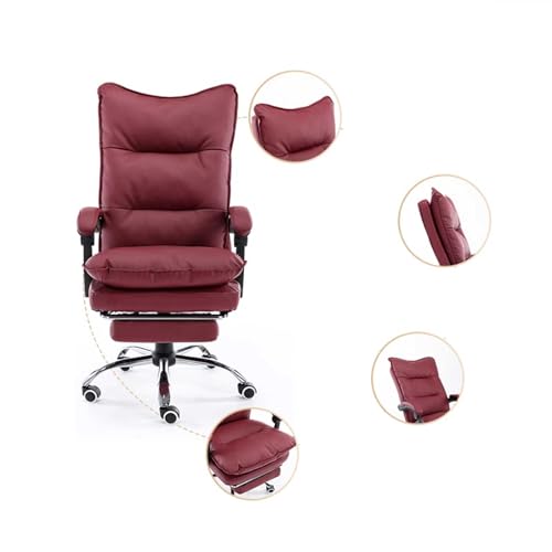 Chaise de Bureau Ergonomique XOVP-023 en Cuir Noir avec Repose-Pieds