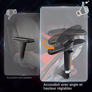 Chaise de Bureau Ergonomique Yaheetech Noir Rouge, Fauteuil Gaming Ajustable 140kg