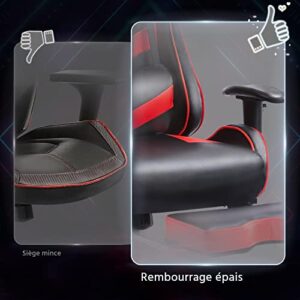 Chaise de Bureau Ergonomique Yaheetech Noir Rouge, Fauteuil Gaming Ajustable 140kg