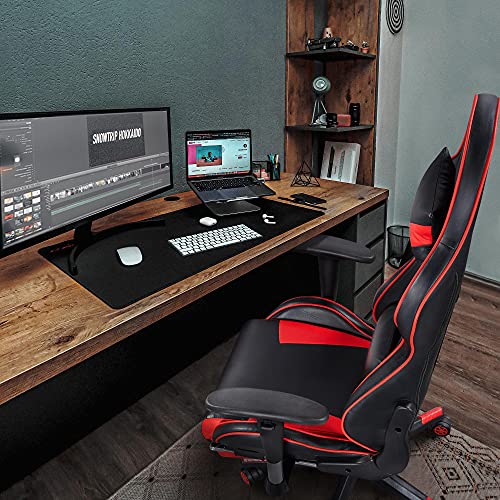 Chaise de Bureau Ergonomique Yaheetech Noir Rouge, Fauteuil Gaming Ajustable 140kg