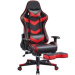 Chaise de Bureau Ergonomique Yaheetech Noir Rouge, Fauteuil Gaming Ajustable 140kg