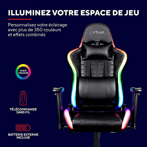 Chaise de Bureau Gamer Trust Gaming GXT 716 Rizza RGB LED Noir