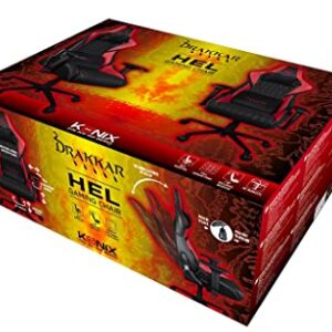 Chaise de Bureau Gaming Konix Drakkar Hel – Inclinaison 150° Noir Rouge