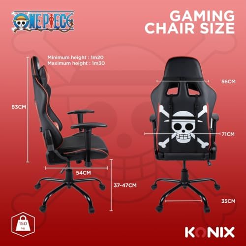 Chaise de Bureau Gaming Konix One Piece – Inclinaison 150° – Noir
