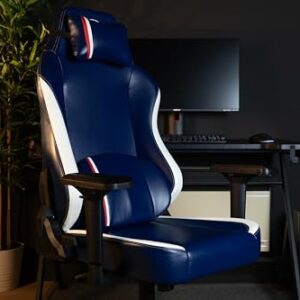 Chaise de Bureau Gaming Konix PSG Premium – Inclinaison 150° – Cuir Bleu