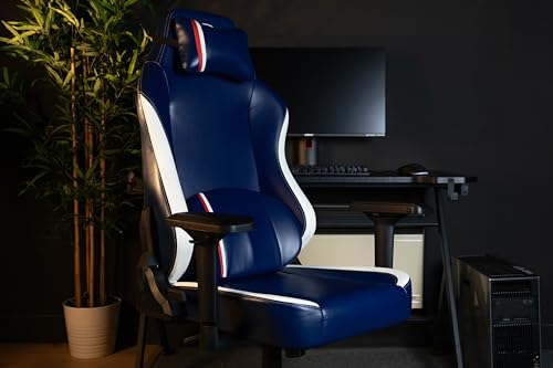 Chaise de Bureau Gaming Konix PSG Premium – Inclinaison 150° – Cuir Bleu