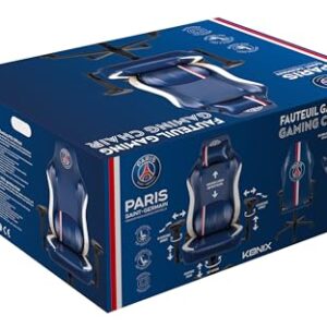 Chaise de Bureau Gaming Konix PSG Premium – Inclinaison 150° – Cuir Bleu