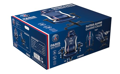 Chaise de Bureau Gaming Konix PSG Premium – Inclinaison 150° – Cuir Bleu