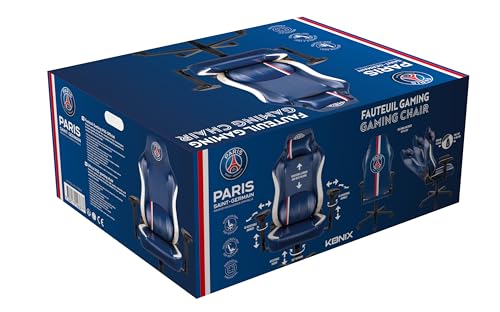 Chaise de Bureau Gaming Konix PSG Premium – Inclinaison 150° – Cuir Bleu