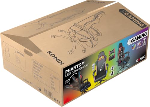 Chaise de Bureau Gaming Konix Phantom avec Éclairage RVB et Inclinaison 135°