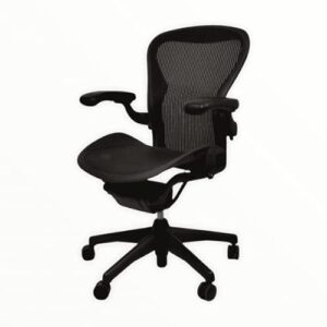 Chaise de Bureau Herman Miller Aeron Noir, Simili Cuir, Réglable 135 x 190 cm