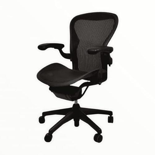 Chaise de Bureau Herman Miller Aeron Noir, Simili Cuir, Réglable 135 x 190 cm