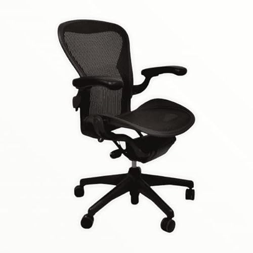 Chaise de Bureau Herman Miller Aeron Noir, Simili Cuir, Réglable 135 x 190 cm