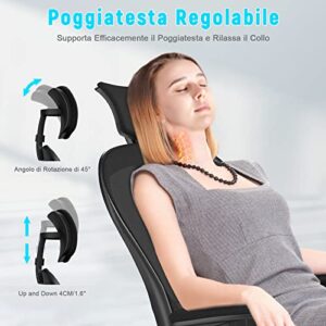 Chaise de Bureau Naspaluro Ergonomique avec Soutien Lombaire et Accoudoirs Réglables