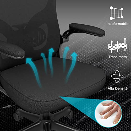 Chaise de Bureau Naspaluro Ergonomique avec Soutien Lombaire et Accoudoirs Réglables