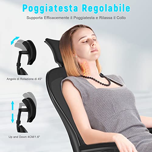 Chaise de Bureau Naspaluro Ergonomique avec Soutien Lombaire et Accoudoirs Réglables