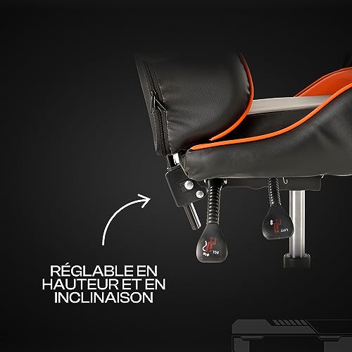 Chaise de Gaming Baroni Home Ergonomique Orange avec Dossier Réglable