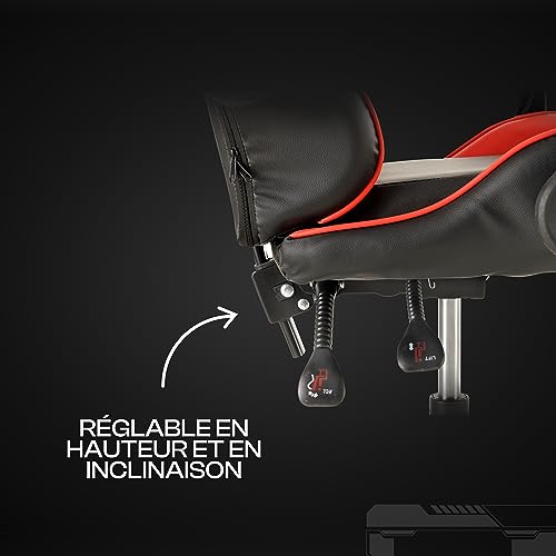 Chaise de Gaming Baroni Home Ergonomique Rouge avec Dossier Réglable et Appui-tête